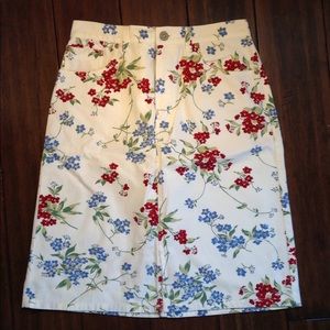 Vintage NWOT White Jean Floral-Print Skirt